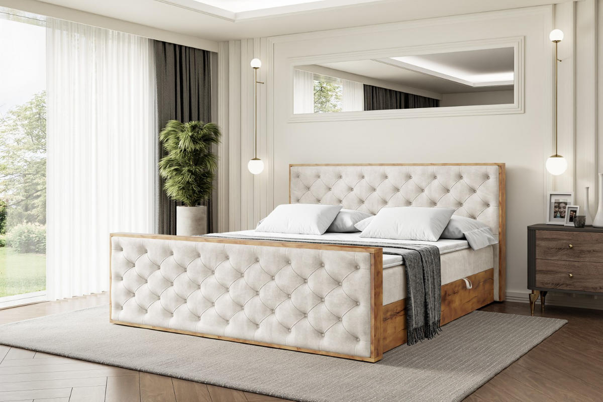 BOXBETT mit Matratze H4 und Lattenrost - LOLLI3-Z - 120x200 - Beige Casablanca - Beige, Holzwerkstoff (120/200cm) - ALTDECOR