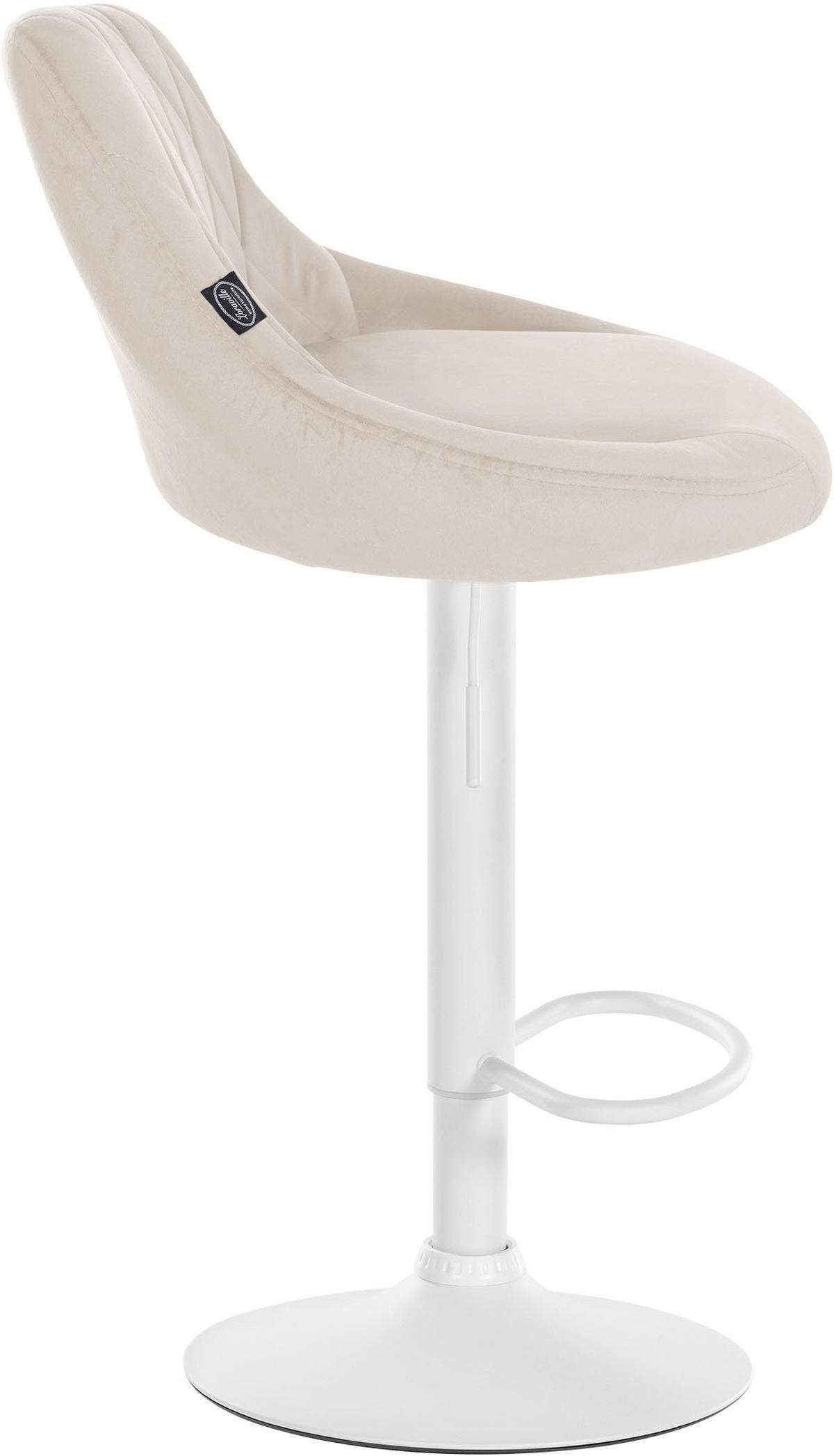 BARHOCKER 2er Set Samt creme - Creme/Weiß, Textil/Metall (46/83/49cm) - CLP
