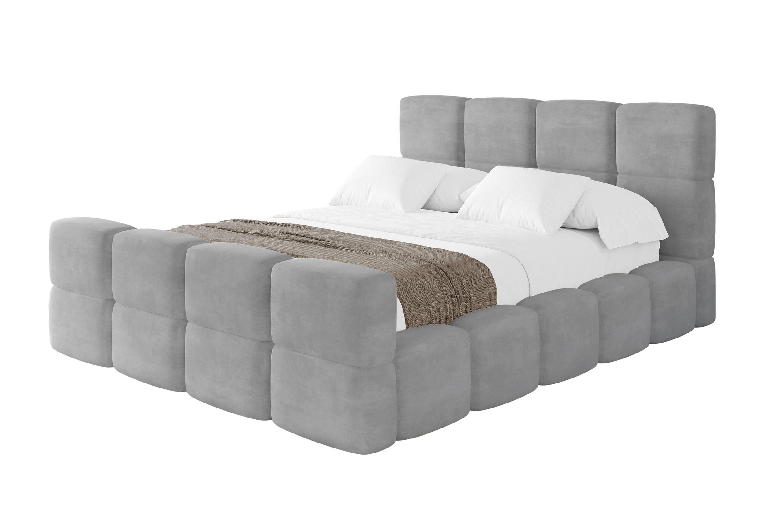 POLSTERBETT mit Bettkasten und Lattenrost, Bett mit Matratze H3/H4, Kopfteil, Boxbett, Doppelbett mit Stauraum - NATA-Z 180x200 Grau - Anthrazit, Holzwerkstoff/Textil (180/200cm) - ALTDECOR