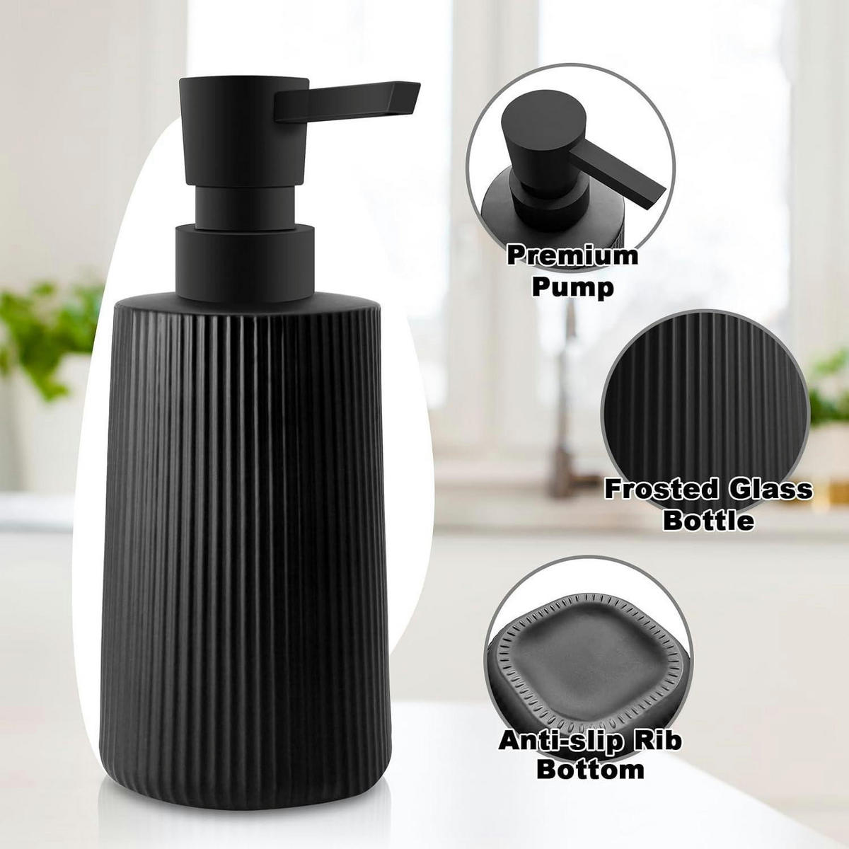 SEIFENSPENDER Glas Matt Schwarz 250ml - Schwarz, Glas (7/18/7cm)