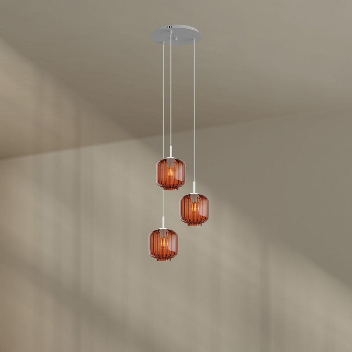 GALERIELEUCHTE Velo 3-flammig Braun Ø 20cm - Braun/Weiß, Glas (20/20/20cm) - s.luce