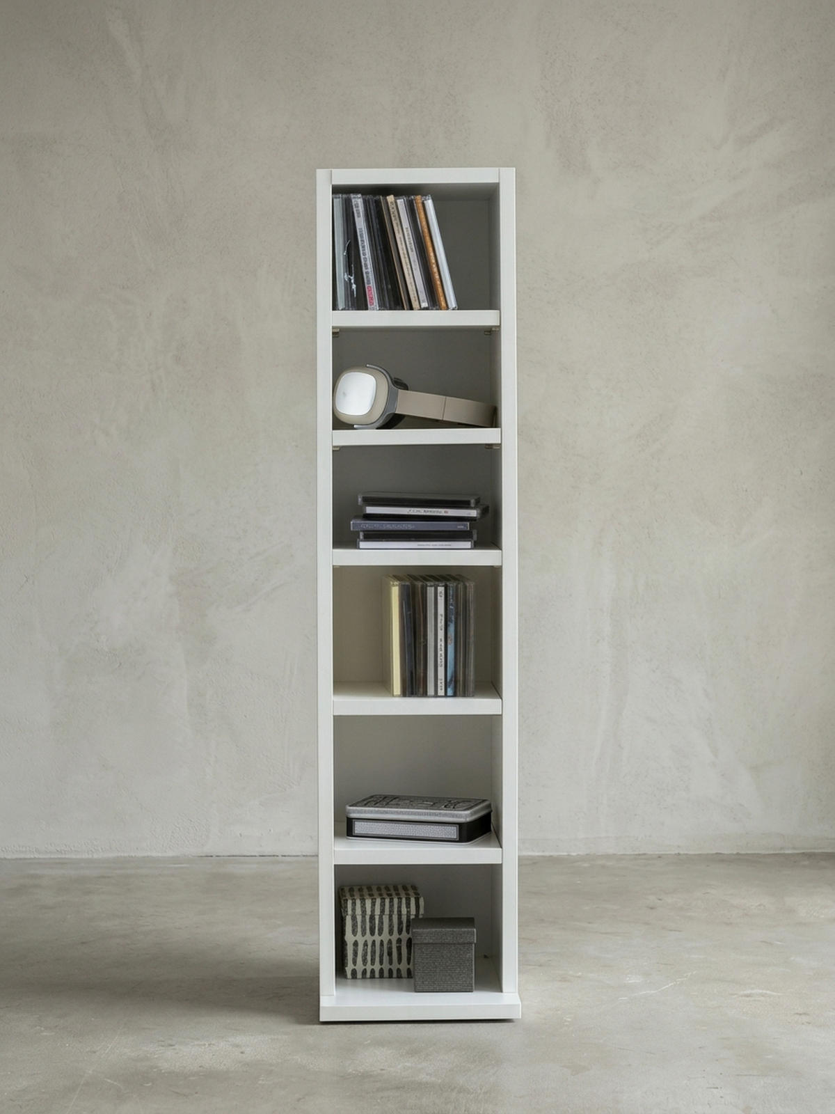 WANDREGAL – 6 Fächer, weiß, schmal, freistehend, 21x91x25,5 cm - Weiß, Holz (21/91/20cm) - KADIMA DESIGN