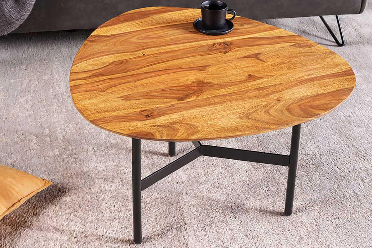 COUCHTISCH BEAUTY BY NATURE Sheesham quadratisch Natur 60cm - Schwarz/Braun, Holz/Metall (60/60/42cm) - riess-ambiente