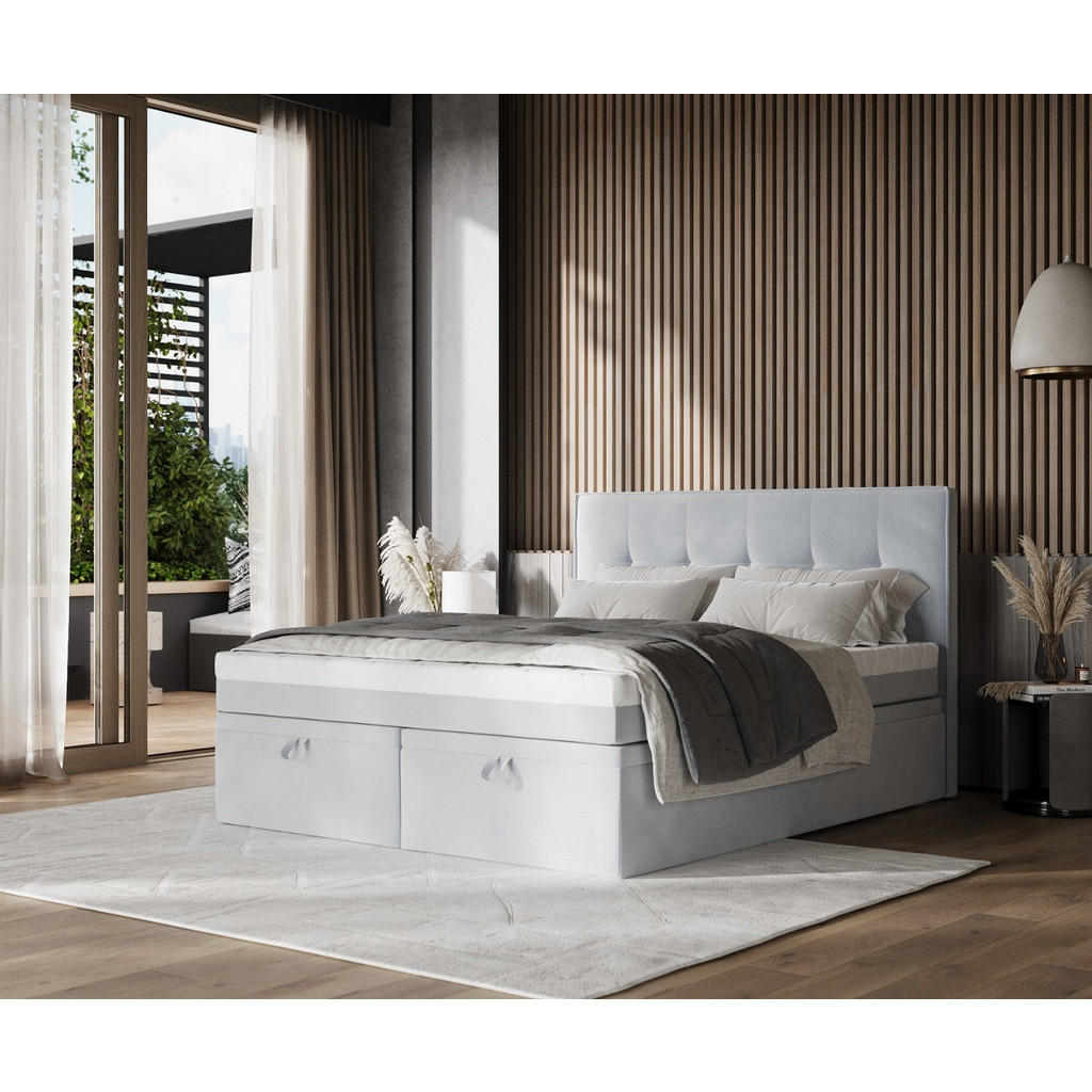 Thumbnail - AltaBeds Boxbett, Hellgrau, Textil, Buche, Kiefer, H2, Höhe ca. 20 cm, 160x200 cm, Oeko-Tex® Standard 100, Handmade in E...