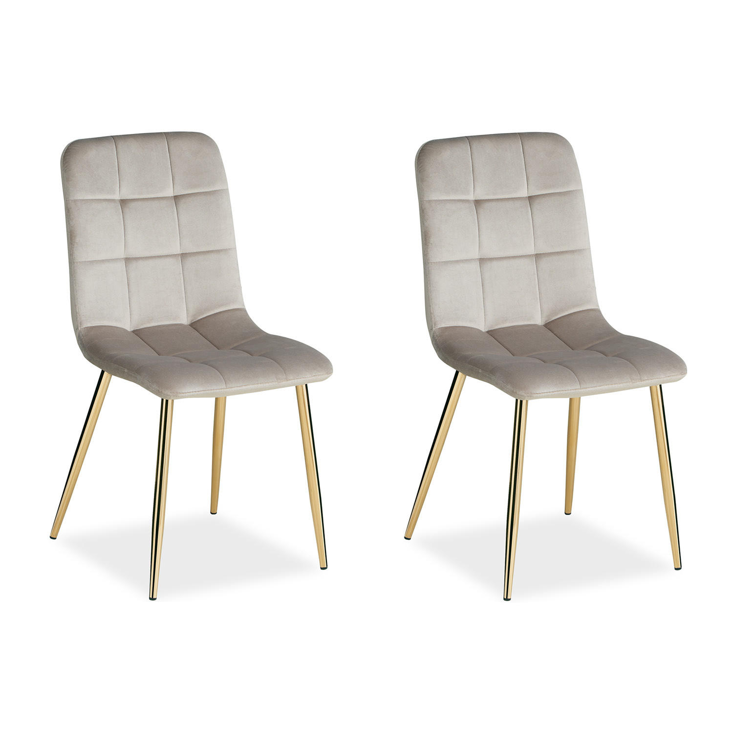 STUHL-SET 2 Stück in Stahl Samt Creme Gold - Goldfarben/Creme, Textil/Metall (43/88/50cm) - Homestyle4u