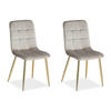 STUHL-SET 2 Stück in Stahl Samt Creme Gold - Goldfarben/Creme, Textil/Metall (43/88/50cm) - Homestyle4u