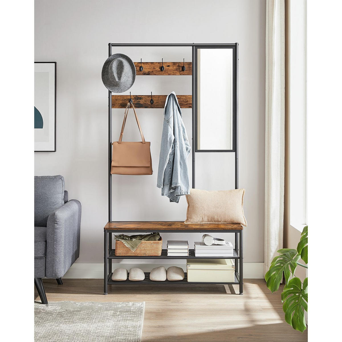 GARDEROBENSTÄNDER BERLIN - Braun, Metall (98/180/35cm) - Hansiro