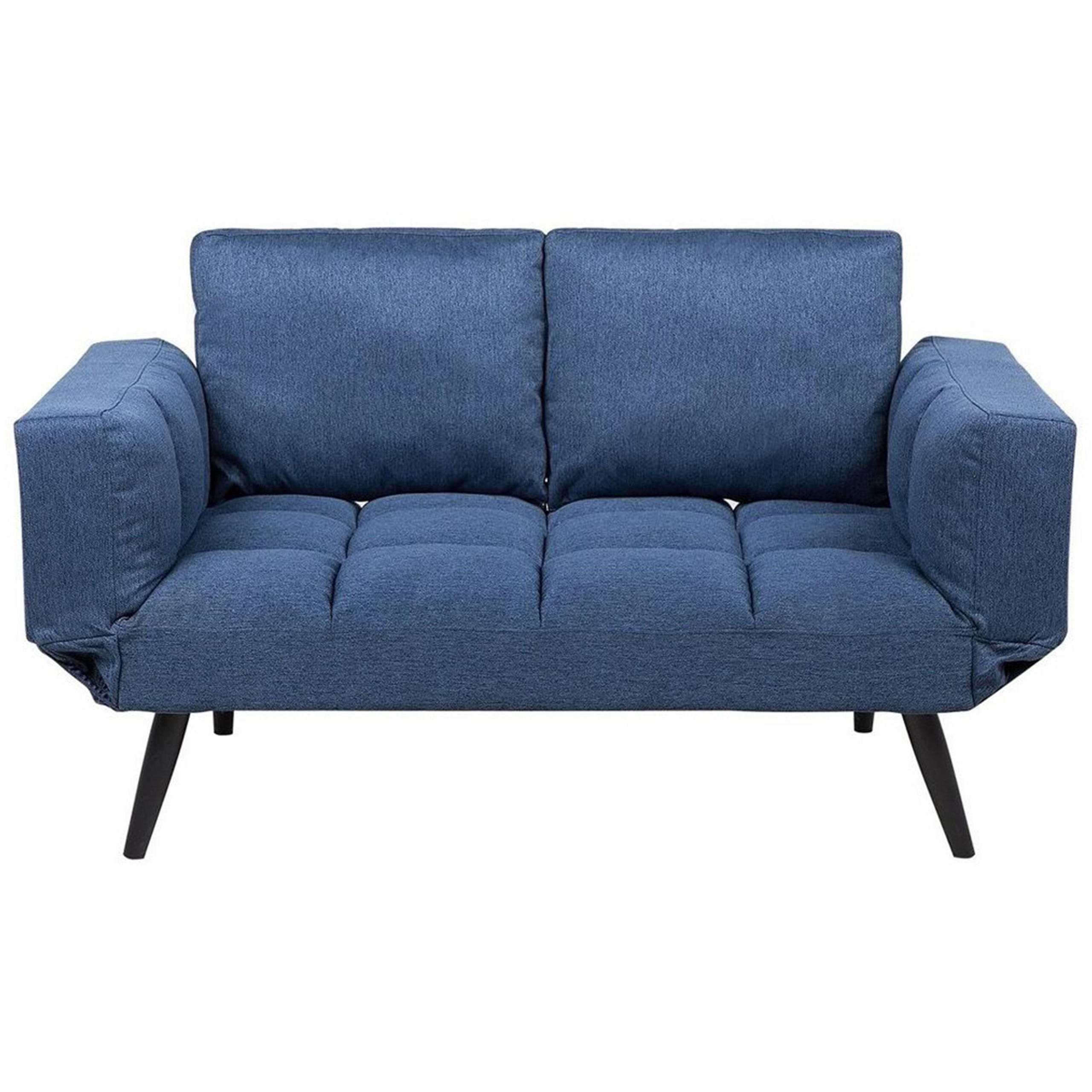2-SITZER-SCHLAFSOFA Polsterbezug Marineblau Brekke - Hellblau, Textil (183/90/75cm) - Beliani