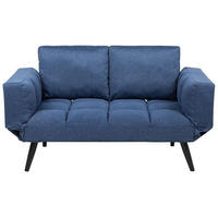 2-SITZER-SCHLAFSOFA Polsterbezug Marineblau Brekke - Hellblau, Textil (183/90/75cm) - Beliani