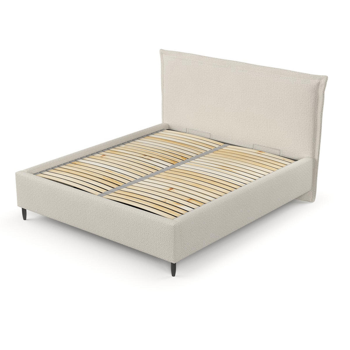 POLSTERBETT Cape Cod Beige 140/200 cm im Chenille-Stoff - Beige/Schwarz, Holz/Holzwerkstoff (140/200cm) - Maison de Reve