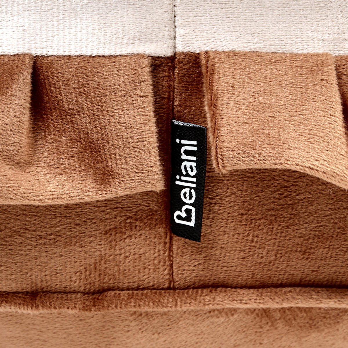 KINDERHOCKER Samtstoff Braun Marot - Braun/Weiß, Textil (50/30/50cm) - Beliani