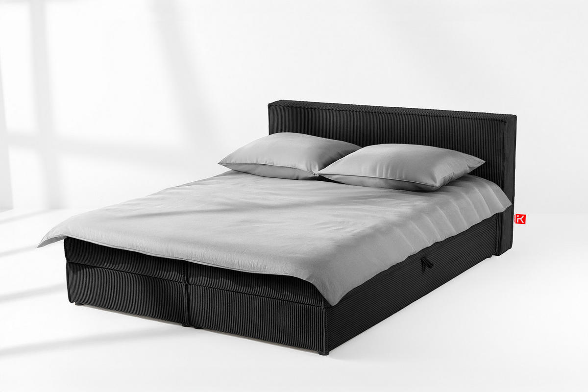 BOXSPRINGBETT ROTI mit Stauraum, schwarz - Schwarz, Holz/Holzwerkstoff (180/200cm) - KONSIMO®