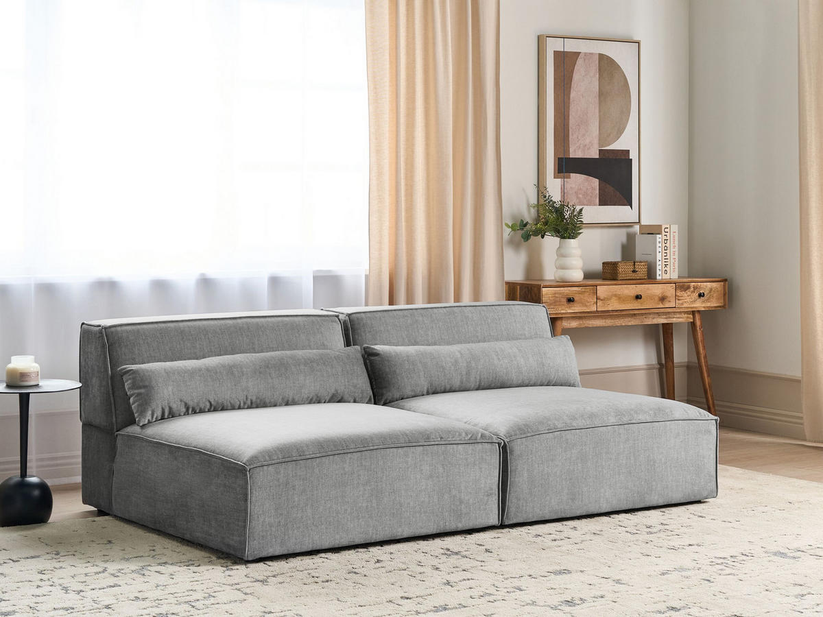 2-SITZER-SOFA grau ohne Armlehnen Hellnar - Grau, Textil (204/70/126cm) - Beliani