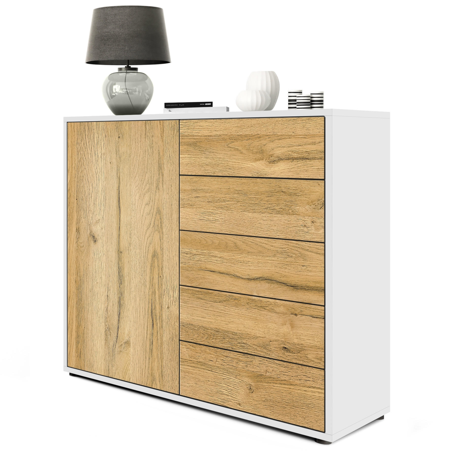KOMMODE Ben Front in Eiche Nature - Eichefarben, Holzwerkstoff (79/74/36cm) - Vladon