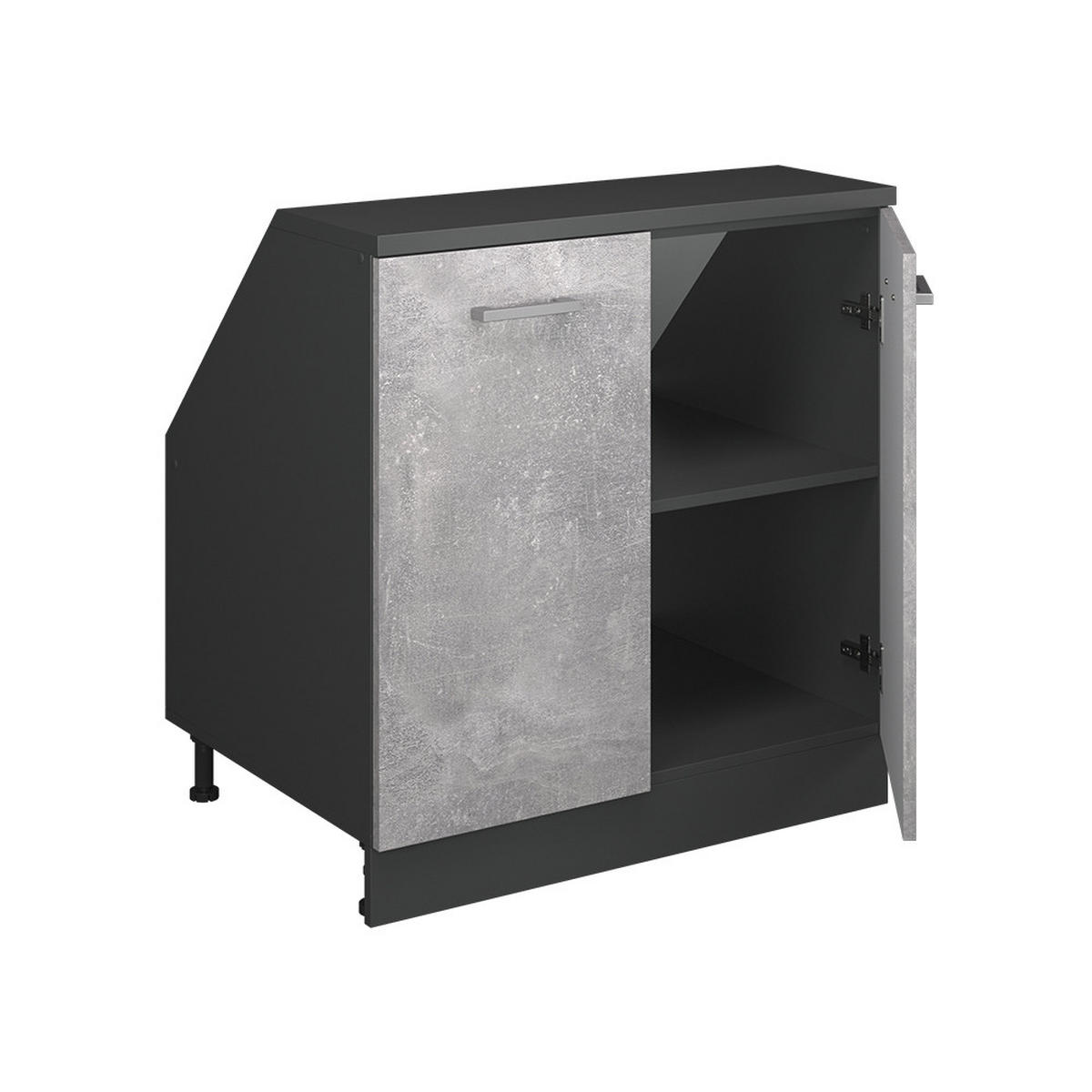 KUHINJSKI ORMAR ZA KOSINE KROVA R-Line Beton 80 cm s 2 vrata, korpus ormara dubine 60 cm - siva/antracit, drvni materijal (80/83.8/60cm) - Vicco