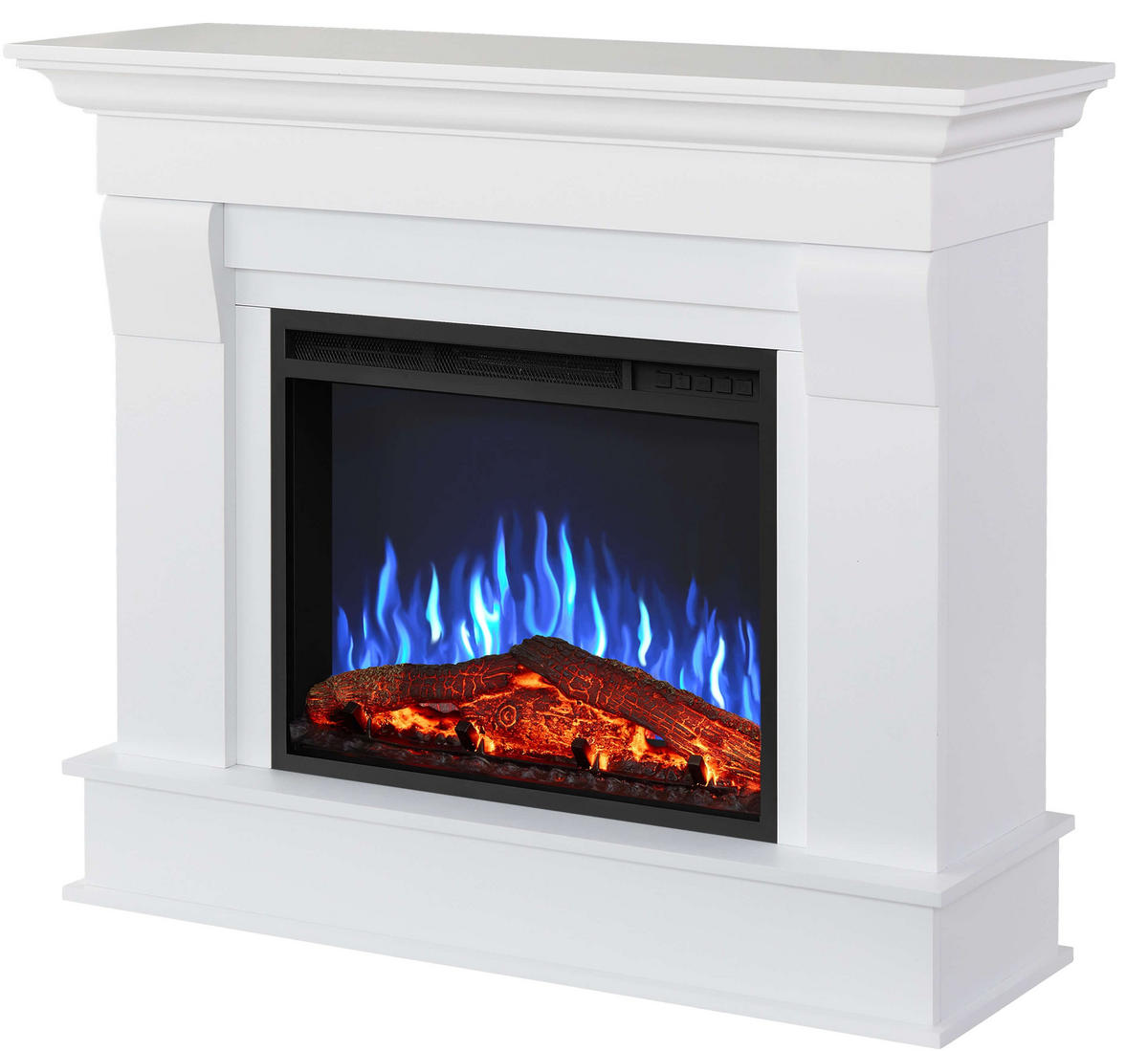 ELEKTROKAMIN Albion AF24 Weiß – Breite 90 cm, 3D-Flammeneffekt, LED-Beleuchtung, Heizfunktion - Weiß, Glas/Holzwerkstoff (110/91/34cm) - ArtiFlame