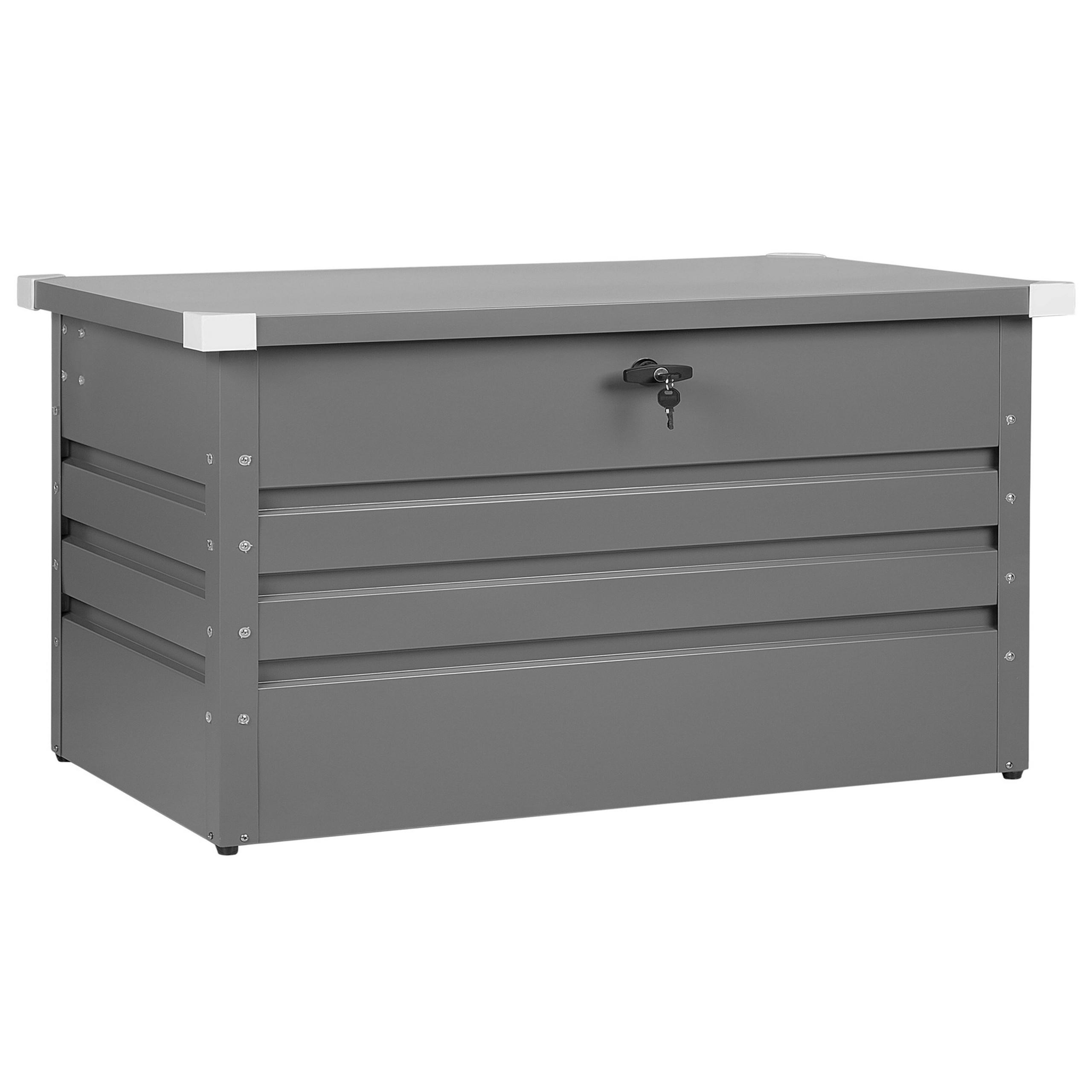 AUFLAGENBOX Stahl grau 132/62 cm Cebrosa - Grau, Metall (132/64/62cm) - Beliani