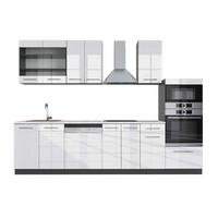 KÜCHENZEILE Fame-Line Weiß Hochglanz/Anthrazit 300 cm mit Hochschrank, AP Marmor - Weiß Hochglanz/Anthrazit, Holzwerkstoff (300/81.6/60cm) - Vicco