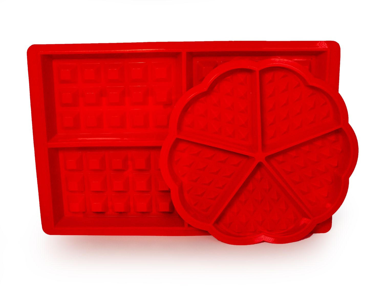 WAFFEL-BACKFORMEN (2er-Set) - Rot, Kunststoff (18.5/1.5/28cm) - Intirilife