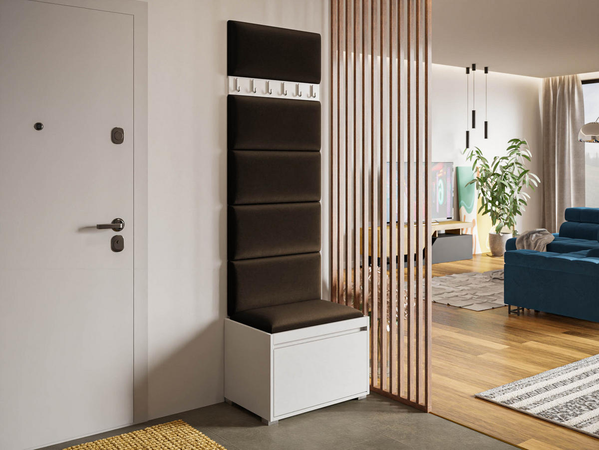 GARDEROBEN-SET Grawis 60 IV - Silberfarben/Braun, Holzwerkstoff/Kunststoff (64.5/45/34cm) - MIRJAN24