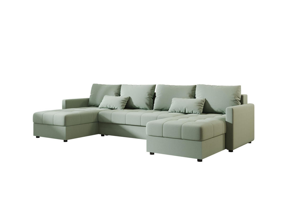 ECKSOFA MOS U BIS Cosmic 16 mit Schlaffunktion - Hellgrün, Textil (285/85/140cm) - Bedante