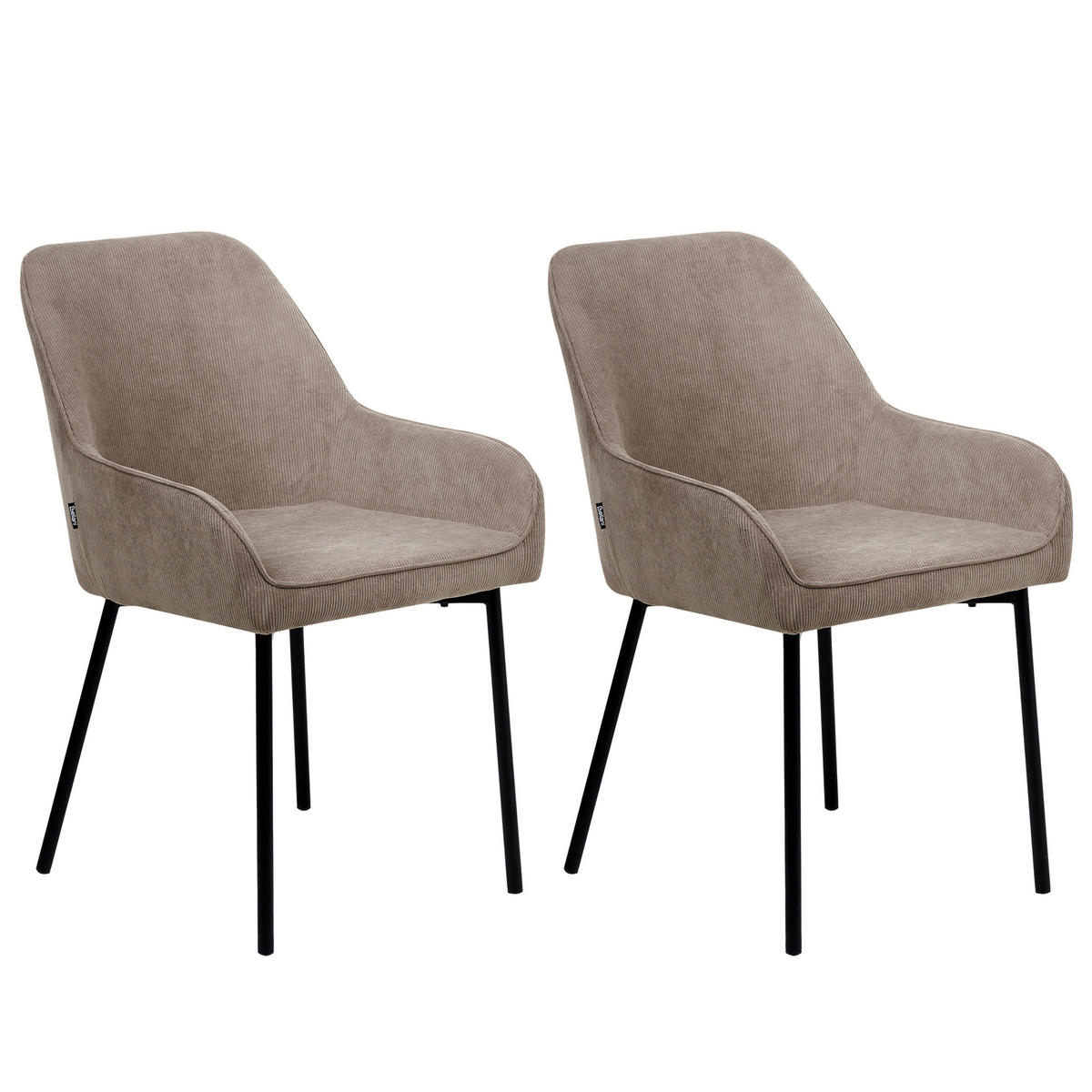 ESSZIMMERSTUHL 2er-Set Beige Loverna - Beige/Schwarz, Textil (54/87/63cm) - Beliani