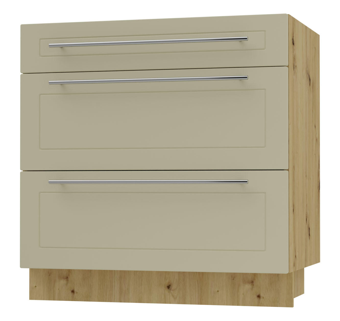 SCHUBLADENUNTERSCHRANK Kvantum D3M/80 80 / 50 / 82cm - Creme/Eiche Artisan, Holz/Holzwerkstoff (80/82/50cm) - Feldmann-Wohnen