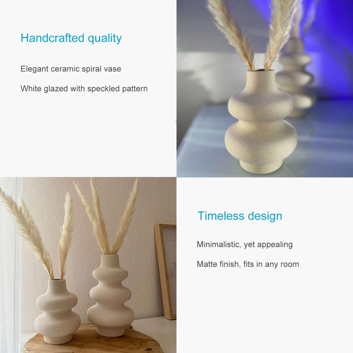 KERAMIK VASE - Weiß, Keramik (15.5cm) - Intirilife