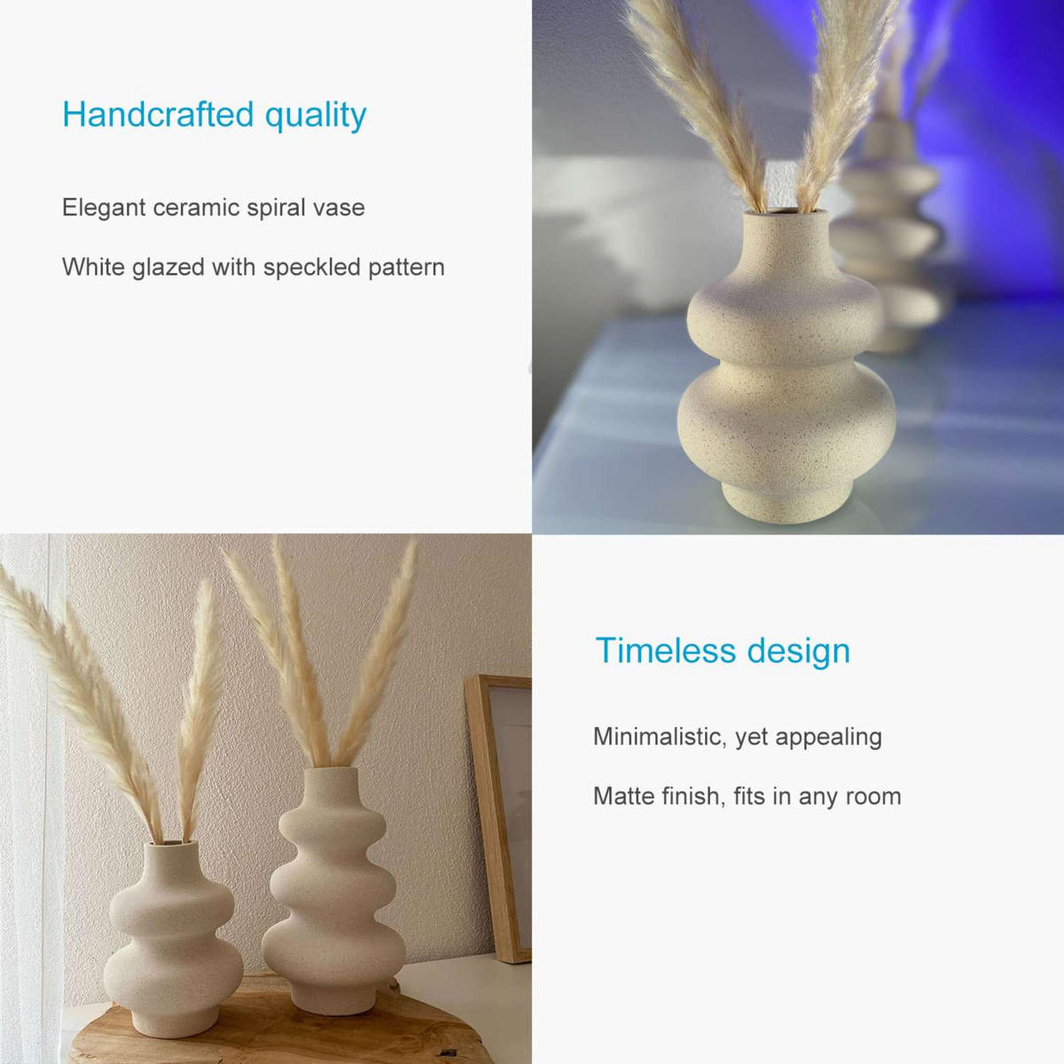 KERAMIK VASE - Weiß, Keramik (15.5cm) - Intirilife