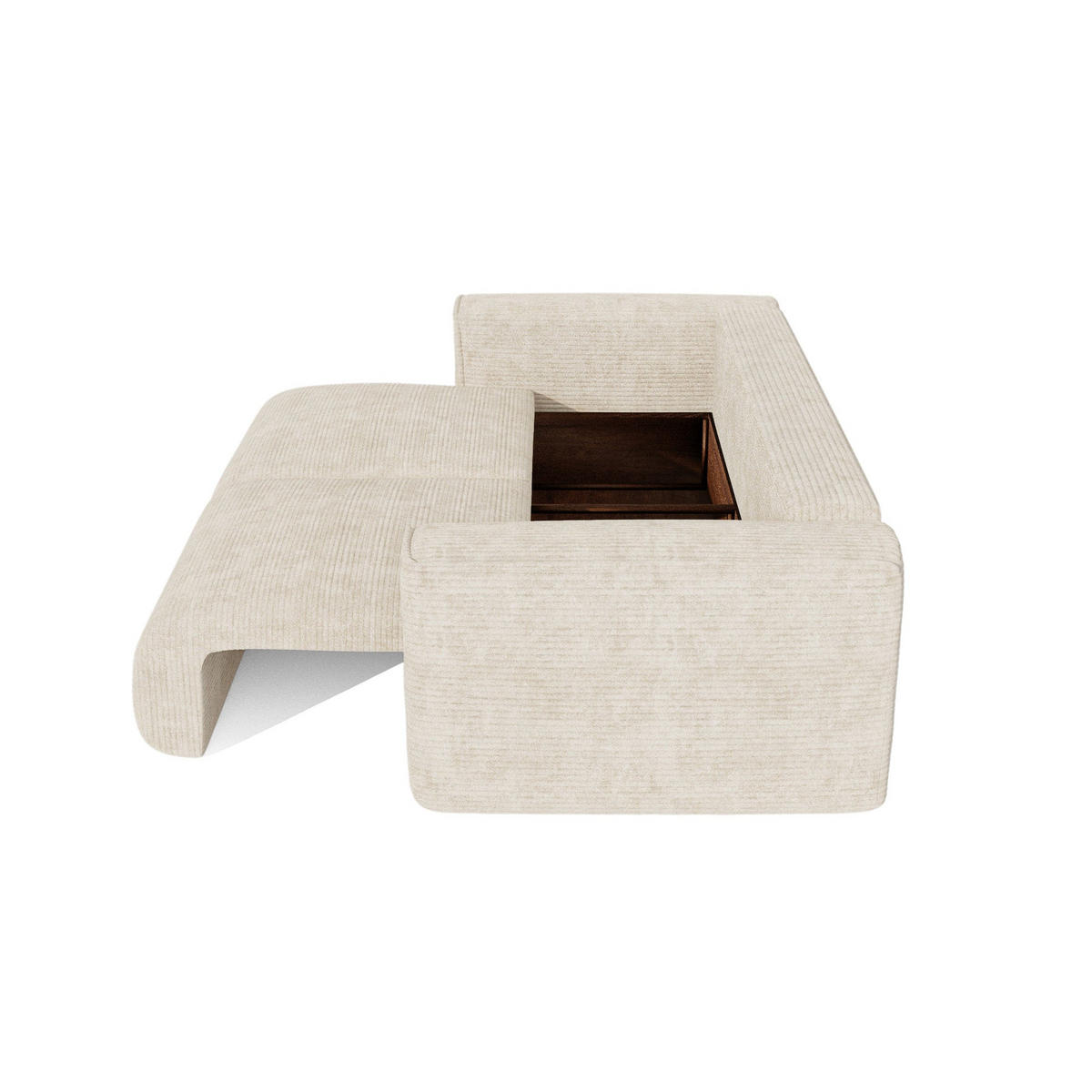 SCHLAFSOFA mit Stauraum COMO Cord Beige 254cm - Beige, Textil (254/78/95cm) - Premium Interiors