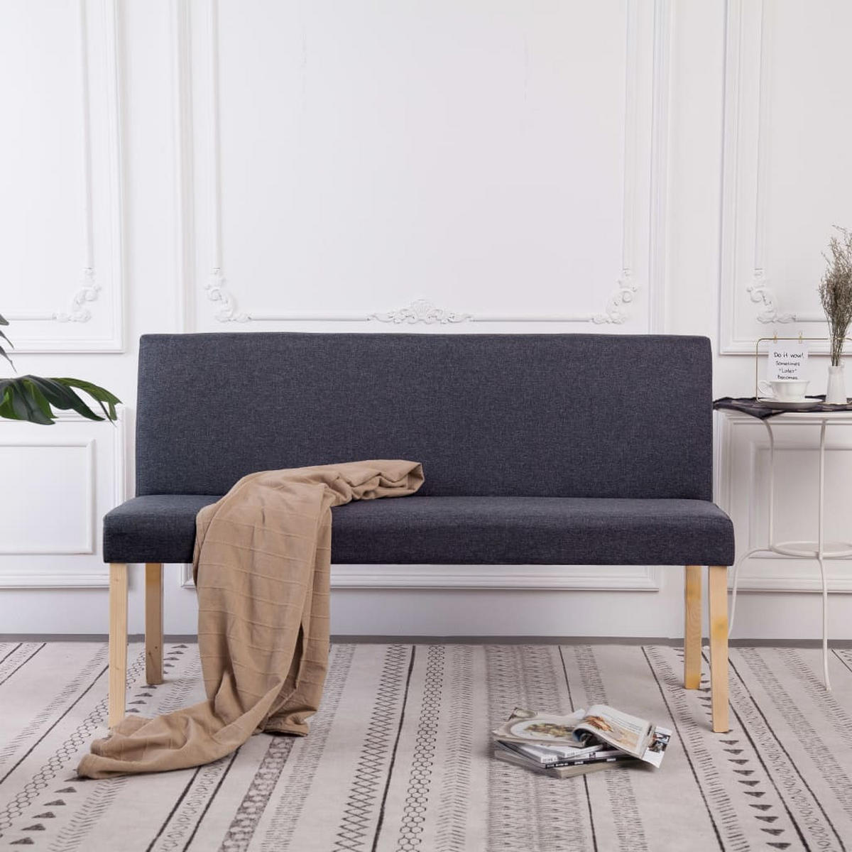 SITZBANK 139,5 Cm Dunkelgrau Polyester - Grau, Textil (54/85.5/139.5cm) - vidaXL