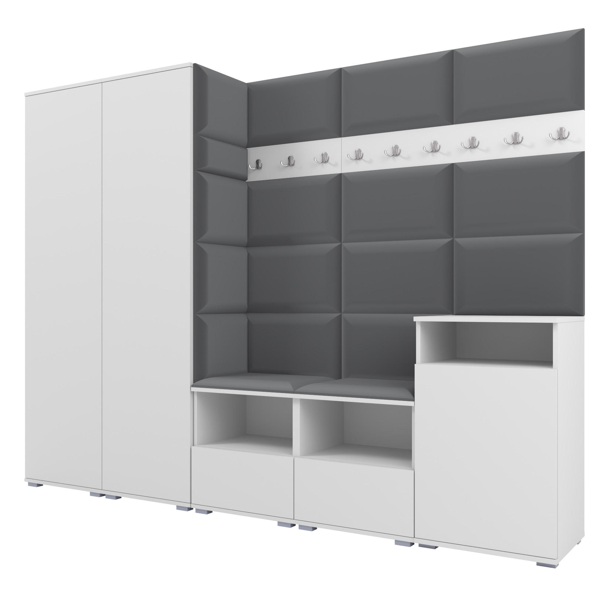 Ravio Garderobe Weiß, Dunkelgrau 250x187x40 cm