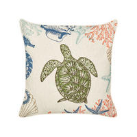DEKOKISSEN Beige 45/45 cm Algae - Blau/Beige, Textil (45/45/10cm) - Beliani