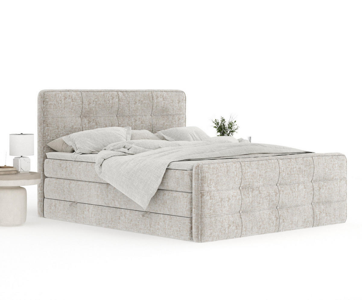 BOXSPRINGBETT Semplice Beige 160/200 cm - Beige/Schwarz, Holz/Holzwerkstoff (160/200cm) - Maison de Reve