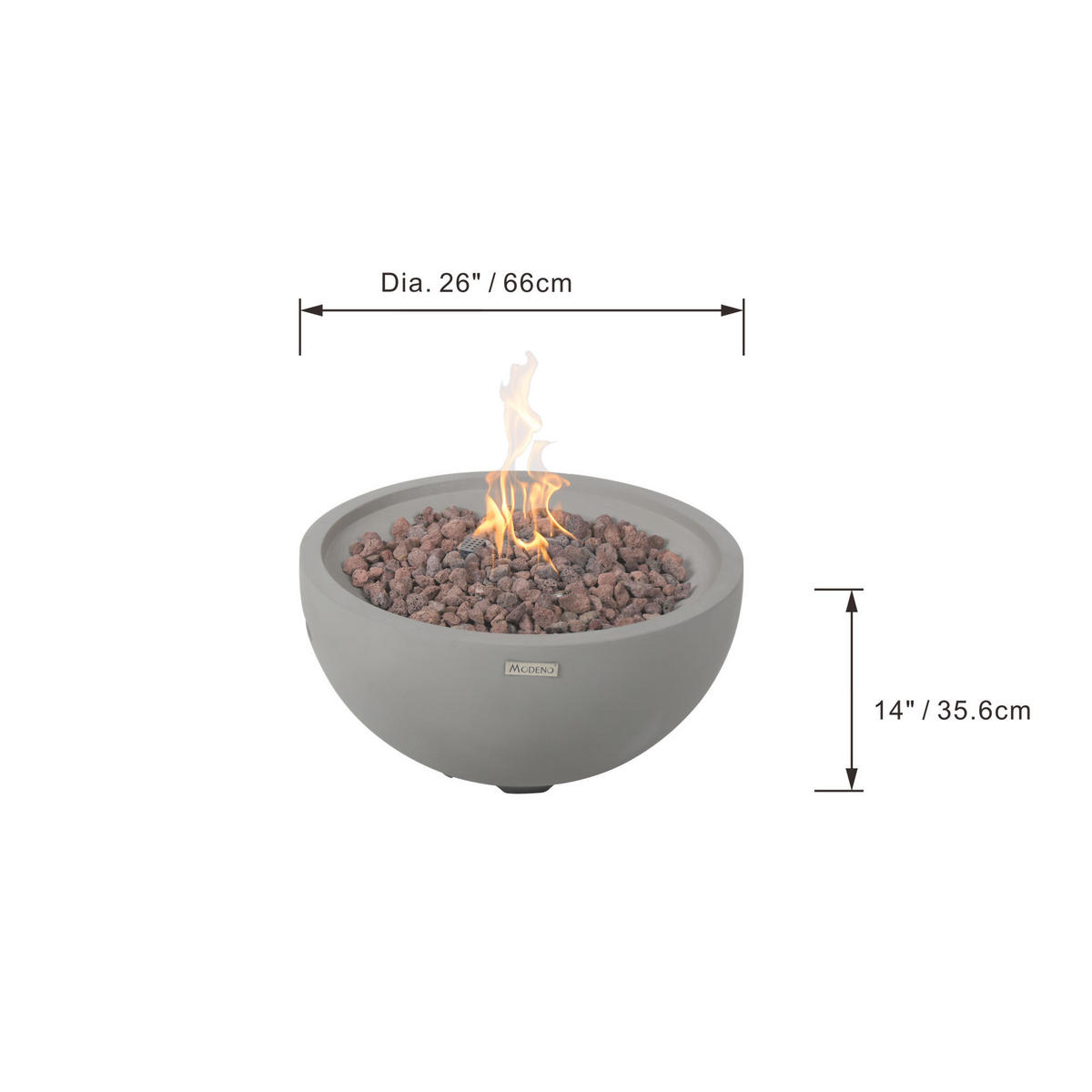 FEUERTISCH Nantucket Gasfeuerstelle aus GF-Beton 67/67/35 cm - Hellgrau, Naturmaterialien (68/36/68cm) - Elementi