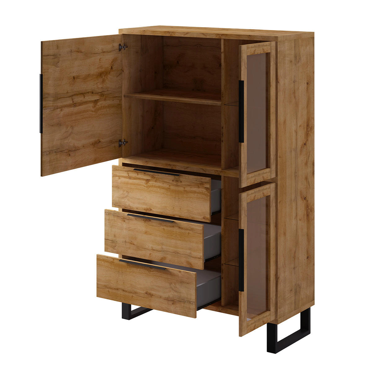VITRINE Eden Holz und Metall - Braun, Holzwerkstoff (120/190/45cm) - Petits-meubles