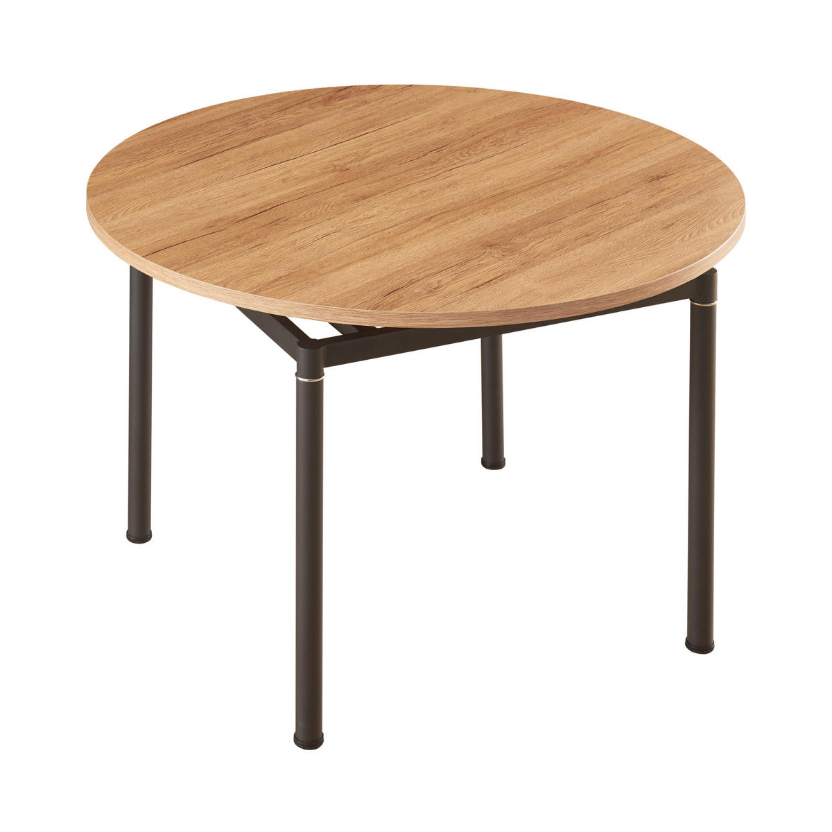 ESSTISCH Hemnes - Eichefarben/Schwarz, Holzwerkstoff/Metall (100/100/75cm) - [en.casa]
