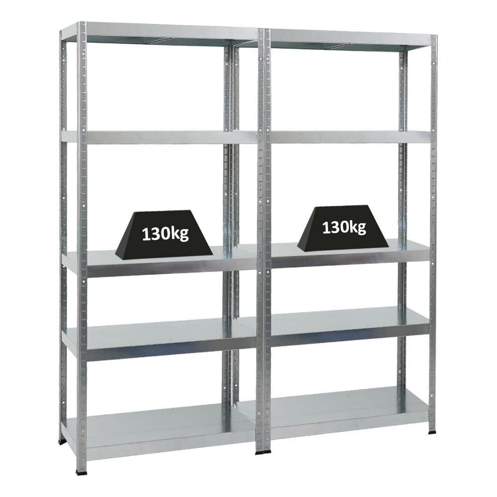 SCHWERLASTREGAL Steel Eagle 2er-Set mit 2x 180x80x40 cm Fachlast 130 kg Verzinkt - Silberfarben, Metall (160/180/40cm) - PROREGAL