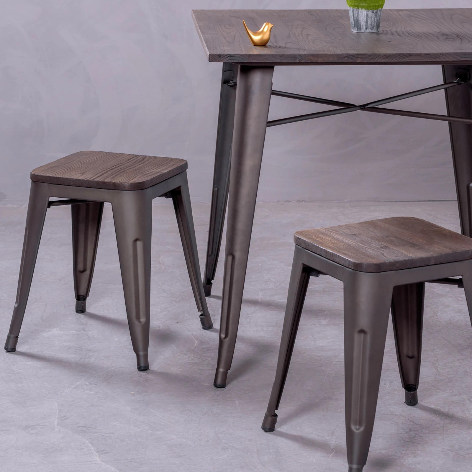 HOCKER Metall Alteiche - Alteiche, Metall (39/45/39cm) - Nest Dream