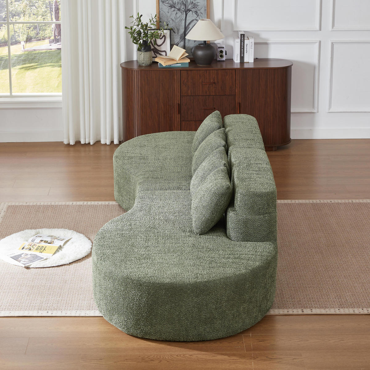4-SITZER-SOFA DE-34556 Modularer Memory-Schaum Grün - Grün, Textil (110/65/310cm) - ComfortXL