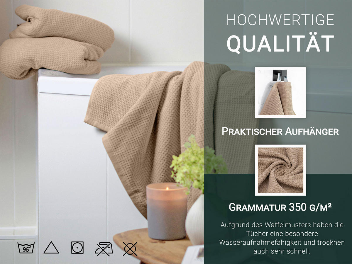 DUSCHTÜCHER, 3er-Set, 70x140 cm, 100% Baumwolle, Braun - Cappuccino, Textil (70/140cm) - Zollner