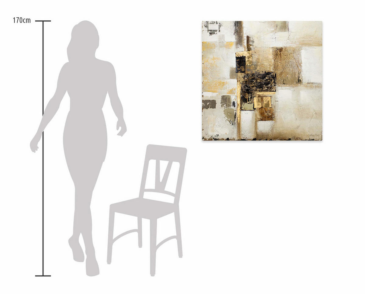 ÖLGEMÄLDE 80/80 cm - Beige/Goldfarben, Holz/Textil (1.68/80cm) - KUNSTLOFT