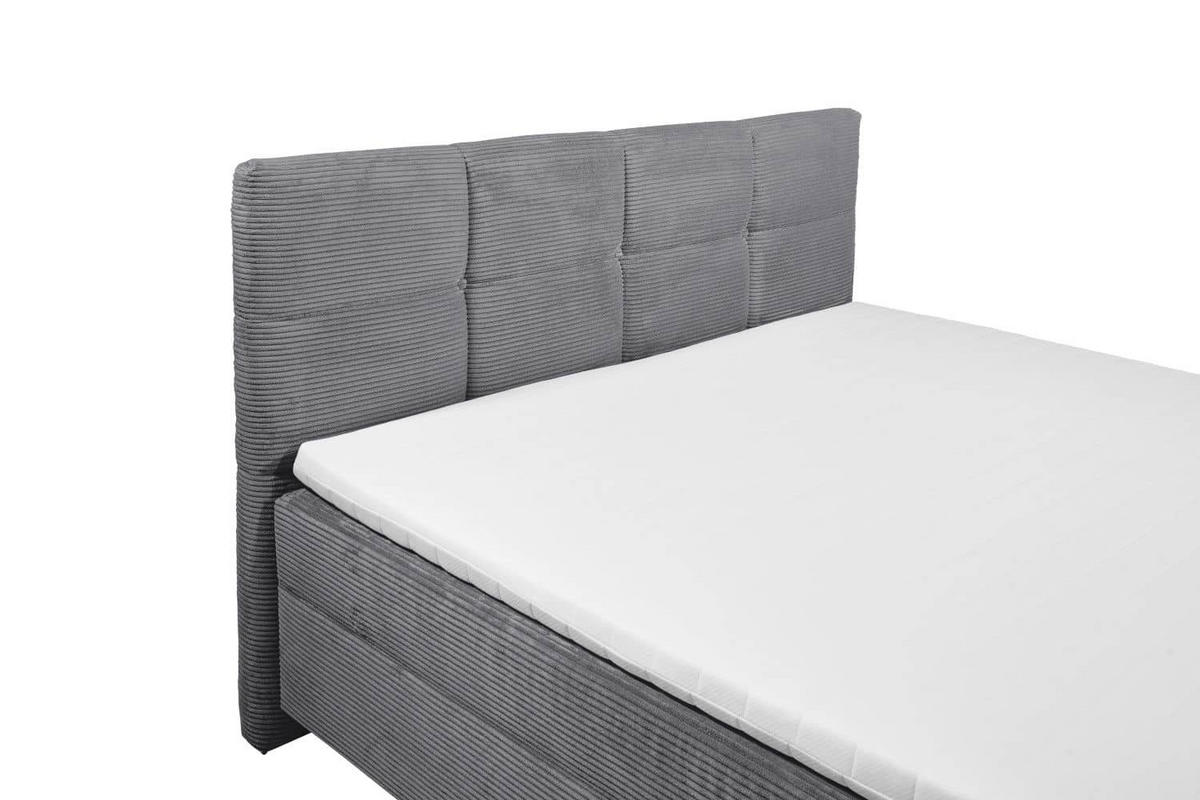 BOXBETT Breitcord, 7-Zonen-Tonnentaschen-Federkernmatratze, HR-30 Topper, Bettkasten - Schwarz/Graphitfarben, Holz/Kunststoff (180/200cm) - ed exciting design