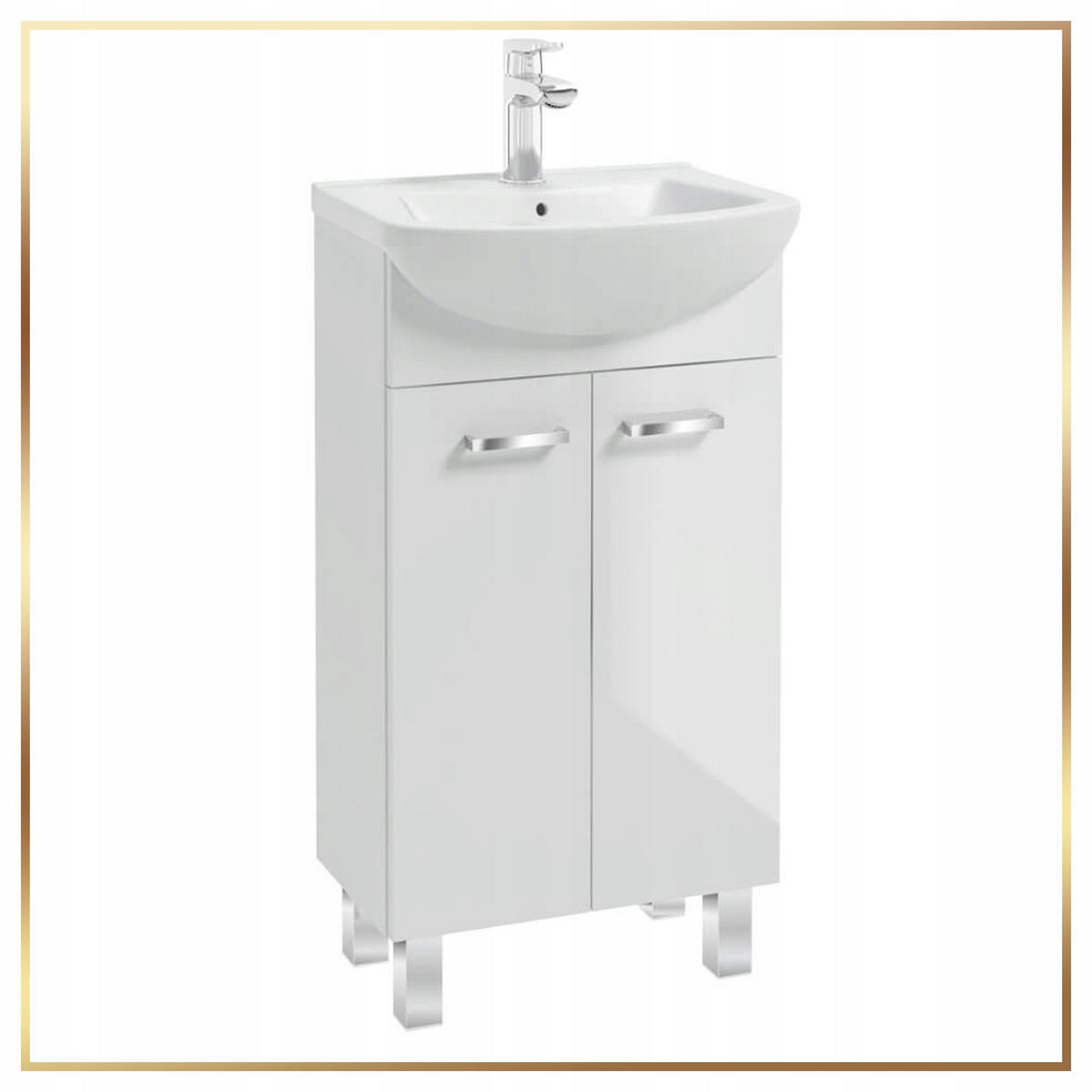 WASCHTISCHKOMBI 43cm mit Waschbecken + Armatur + Siphon weiß - Weiß, Holzwerkstoff (43/80/25cm) - Stamar