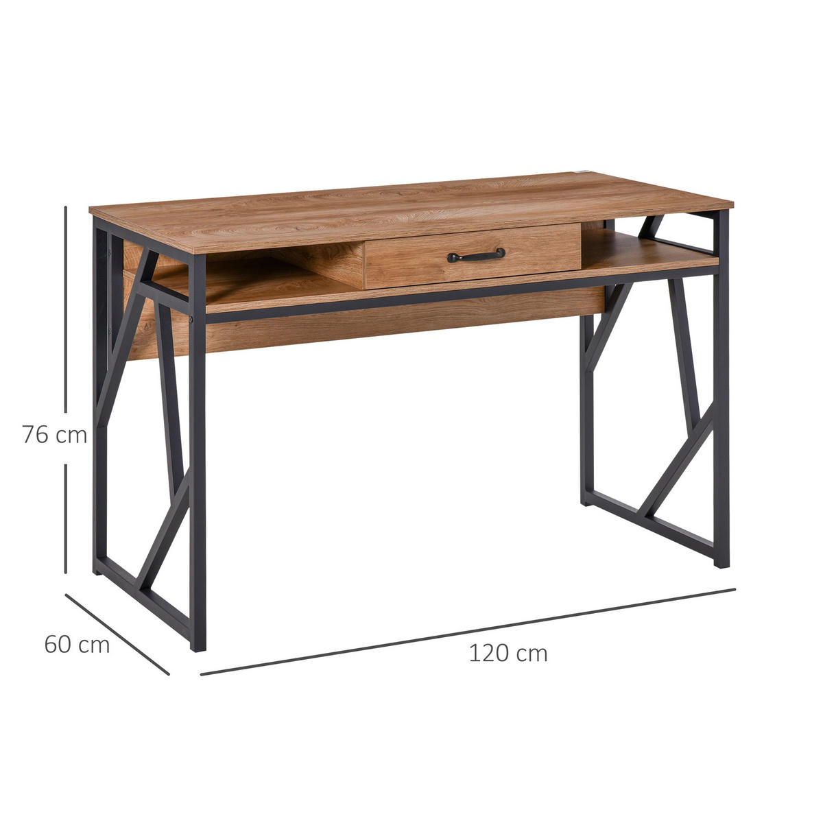 BÜROTISCH Schwarz, Braune Holzoptik 1 Stück - Multicolor, Holzwerkstoff (100/44/76cm) - GiPP