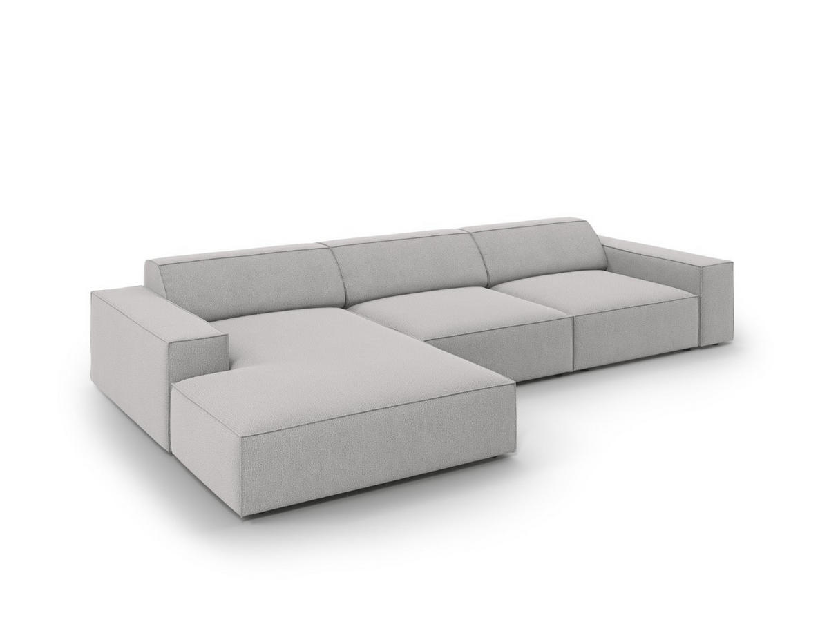 ECKSOFA links Jodie aus strukturiertem Stoff hellgrau 4 Sitzplätze - Hellgrau, Textil (166/284cm) - Micadoni