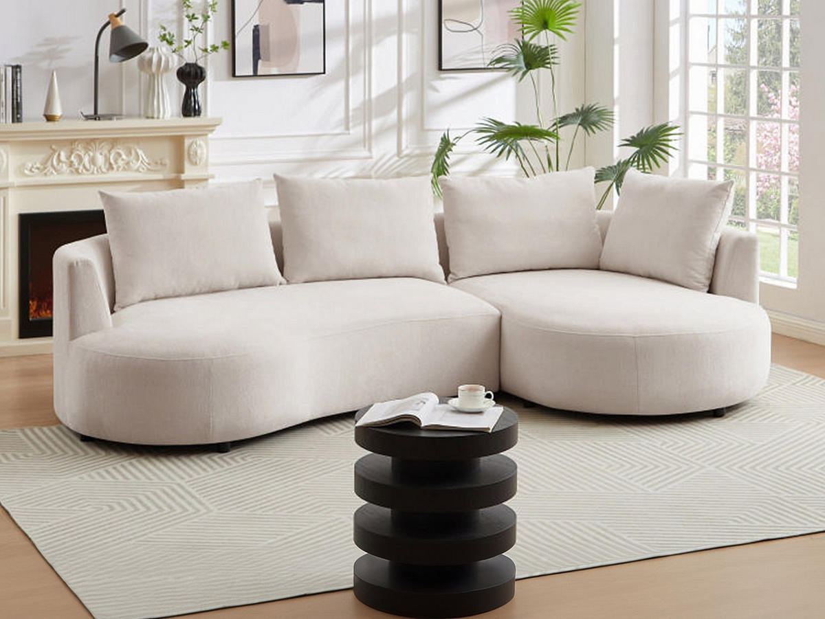 SOFA ohne Schlafmöglichkeit - 5 Personen - Samt - Beige - - Beige, Textil (158/87/285cm) - Vente-Unique