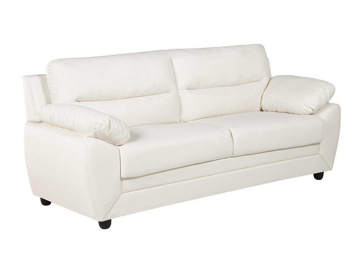 SOFA 3-Sitzer - Kunstleder - Weiß - MANOA - Weiß, Leder (201/88/82cm) - Vente-Unique
