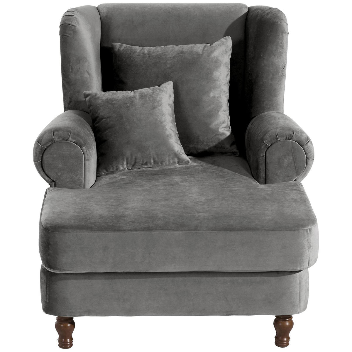 SESSEL XXL inkl. Kissen Karley Samtvelours grau - Grau, Kunststoff (103/103/149cm) - 58aufmkessel