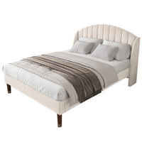 POLSTERBETT 140/190 cm aus Samt mit Lattenrost und gepolstertem Kopfteil Beige - Beige, Textil (140/190cm) - Modenvie